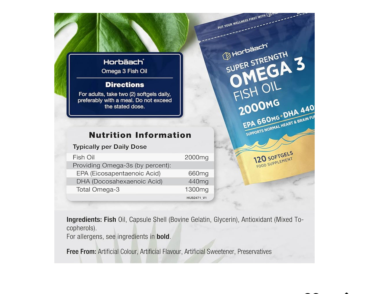 Horbaach Omega 3 Capsules High Strength 2000mg