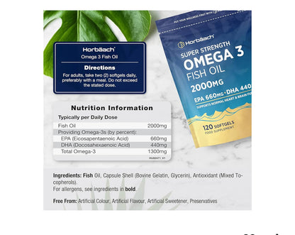 Horbaach Omega 3 Capsules High Strength 2000mg