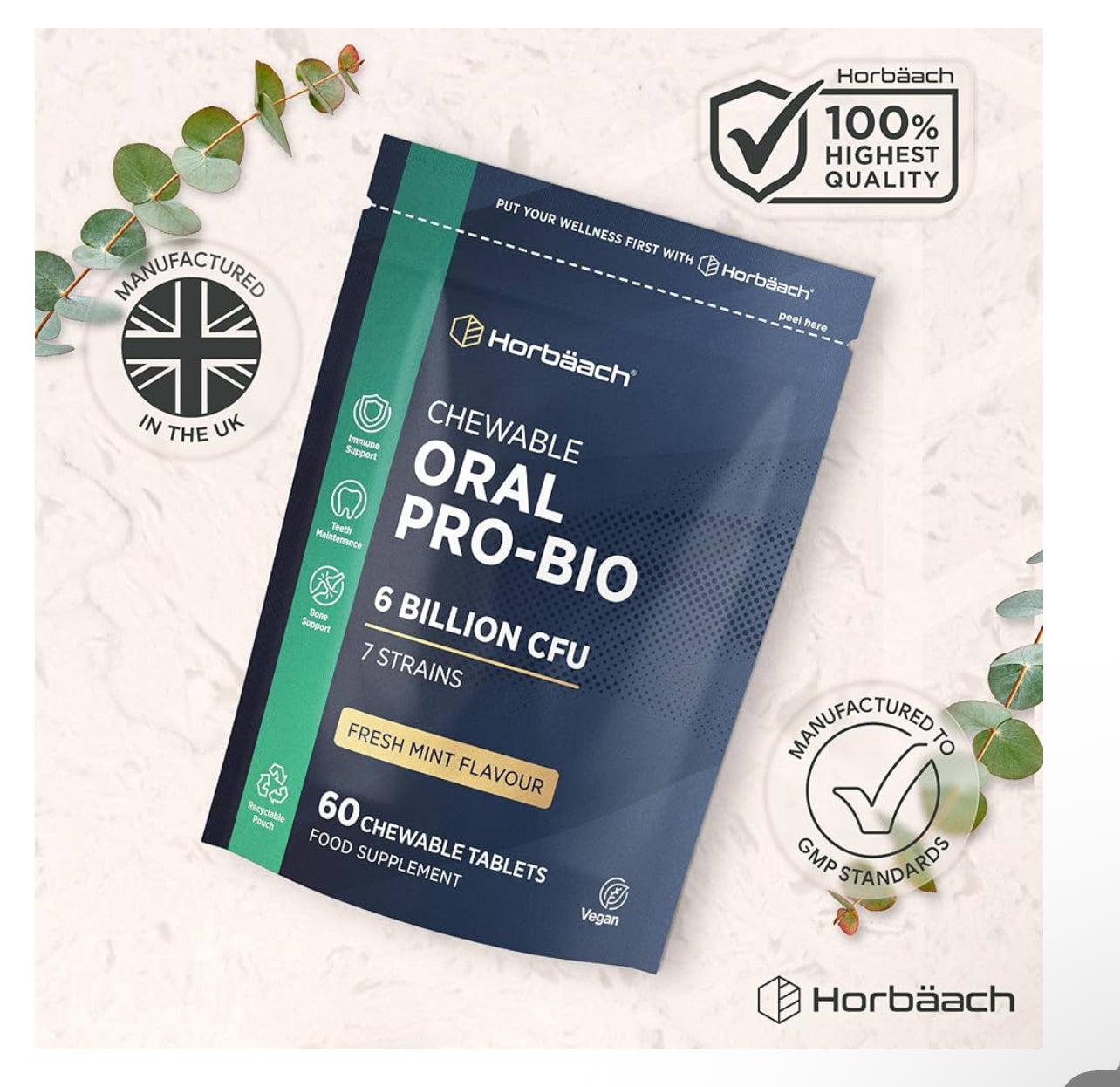 Horbaach Oral Biotics for Mouth 6 Billion CFU