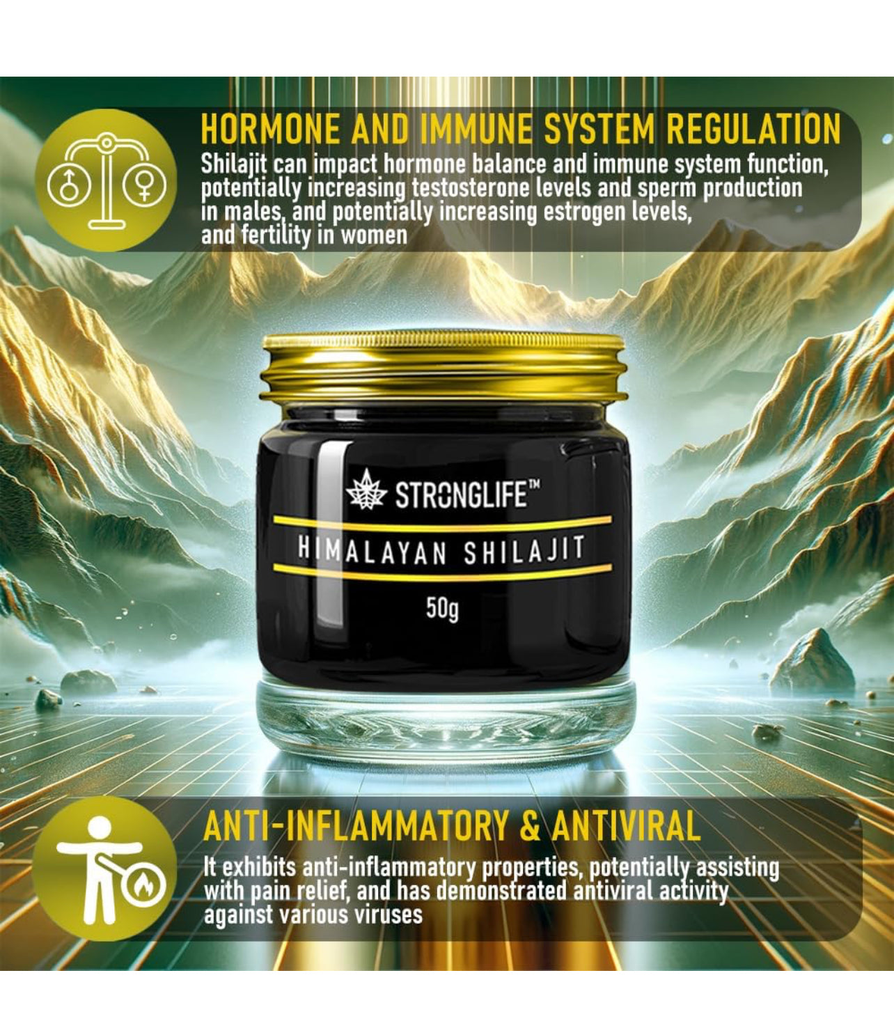 Shilajit Resin 50 Grams Stronglife Gold Grade Himalayan Shilajit