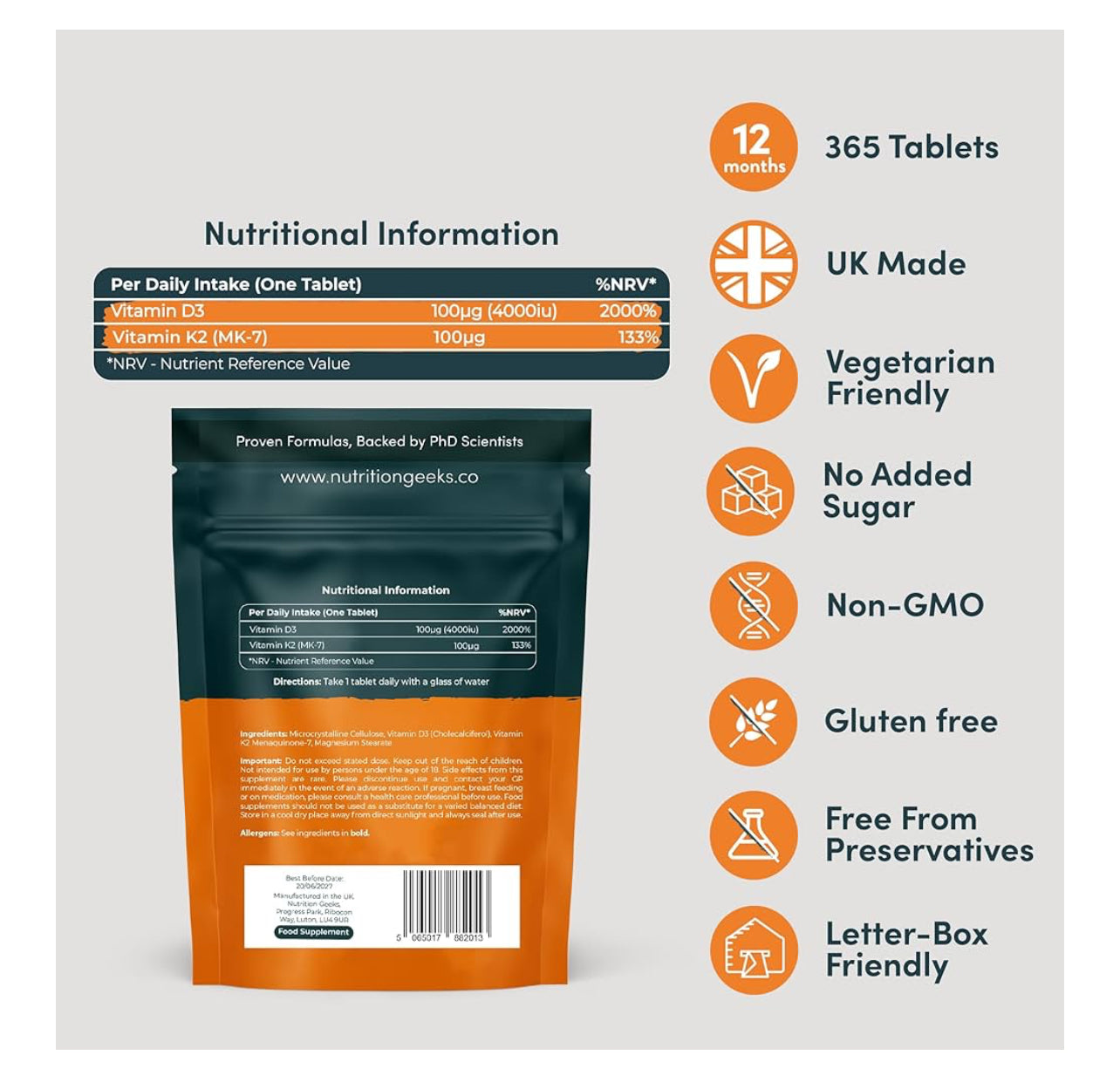 Nutrition Geeks Vitamin D3 +K2