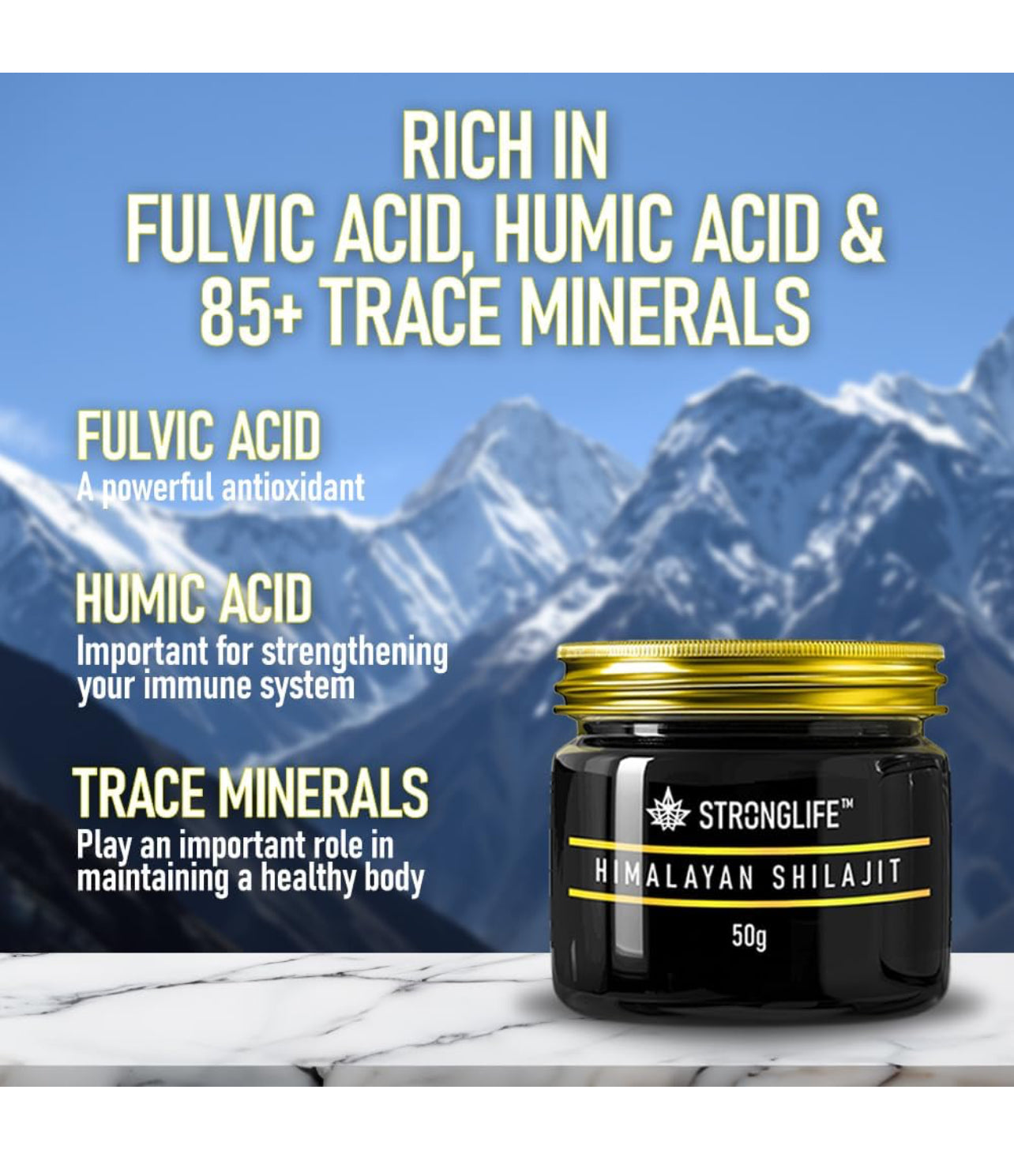 Shilajit Resin 50 Grams Stronglife Gold Grade Himalayan Shilajit