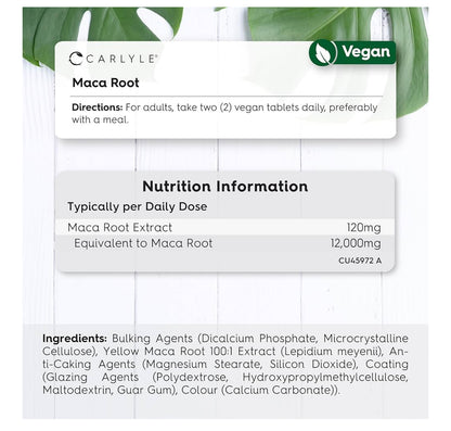 Carlyle Yellow Maca Root Tablets 12,000mg