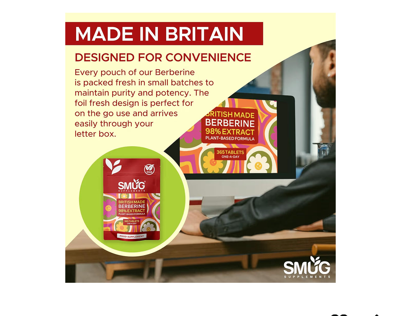 SMUG Supplements Berberine HCL British Made 98% Pure