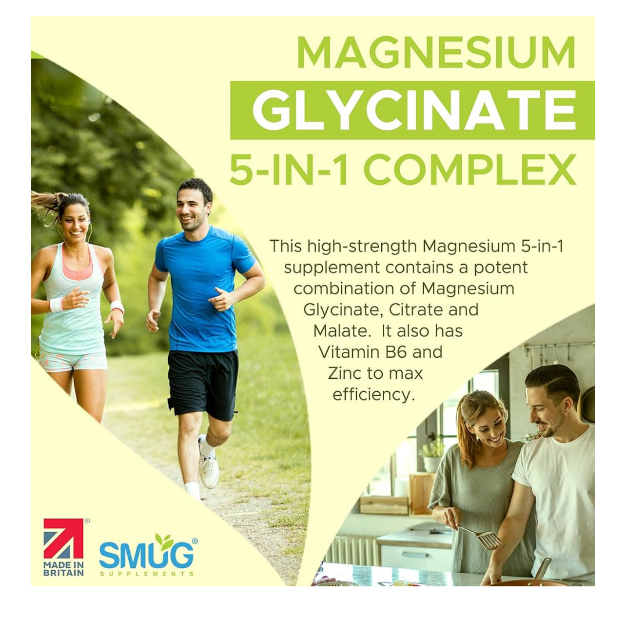 Magnesium Glycinate Complex British Made 5-in-1 by SMUG Supplements