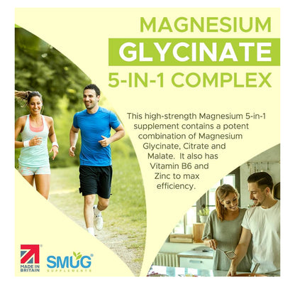 Magnesium Glycinate Complex British Made 5-in-1 by SMUG Supplements