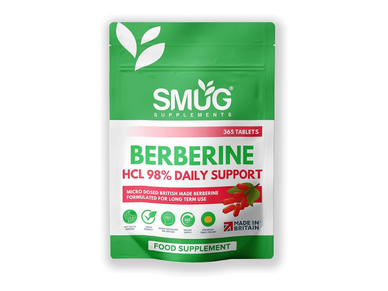SMUG Supplements Berberine HCL British Made 98% Pure