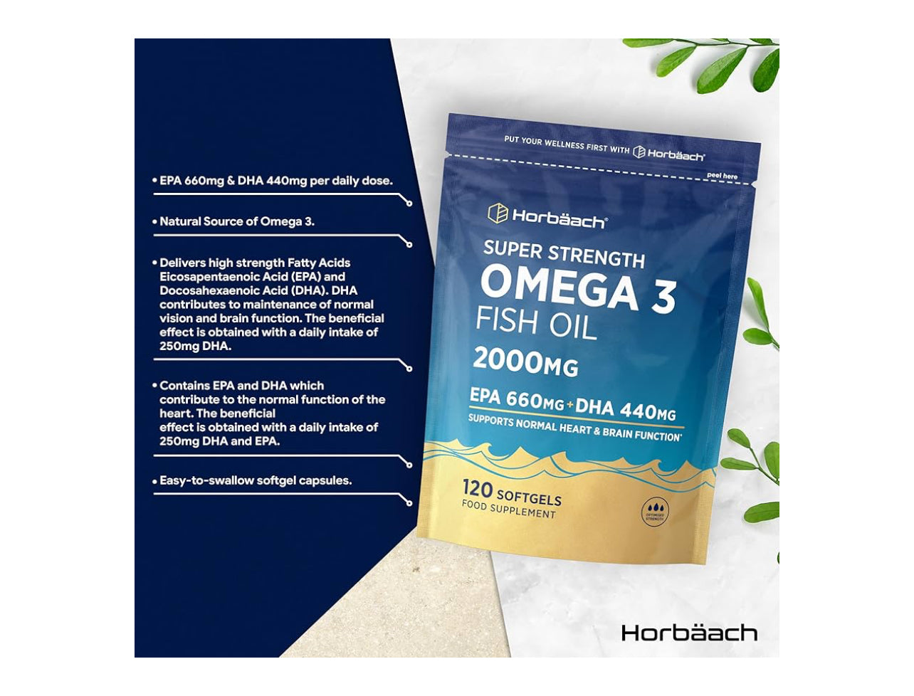 Horbaach Omega 3 Capsules High Strength 2000mg