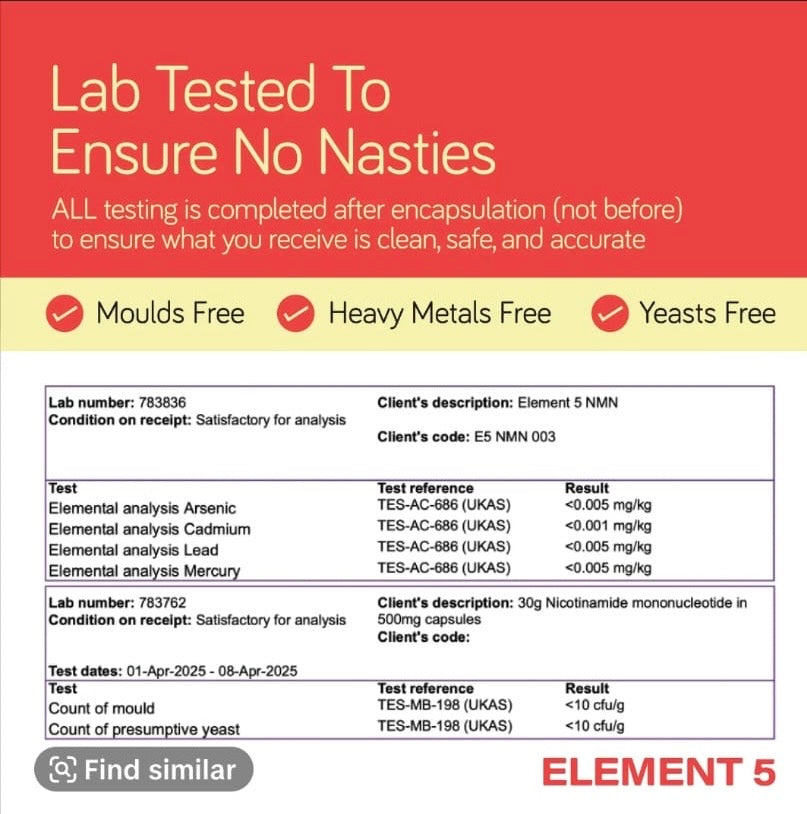 60 x 500mg NMN Capsules from Element 5