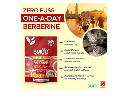 SMUG Supplements Berberine HCL British Made 98% Pure