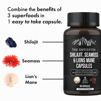 The Antidotes Shilajit,Lions mane And Seamoss Capsules