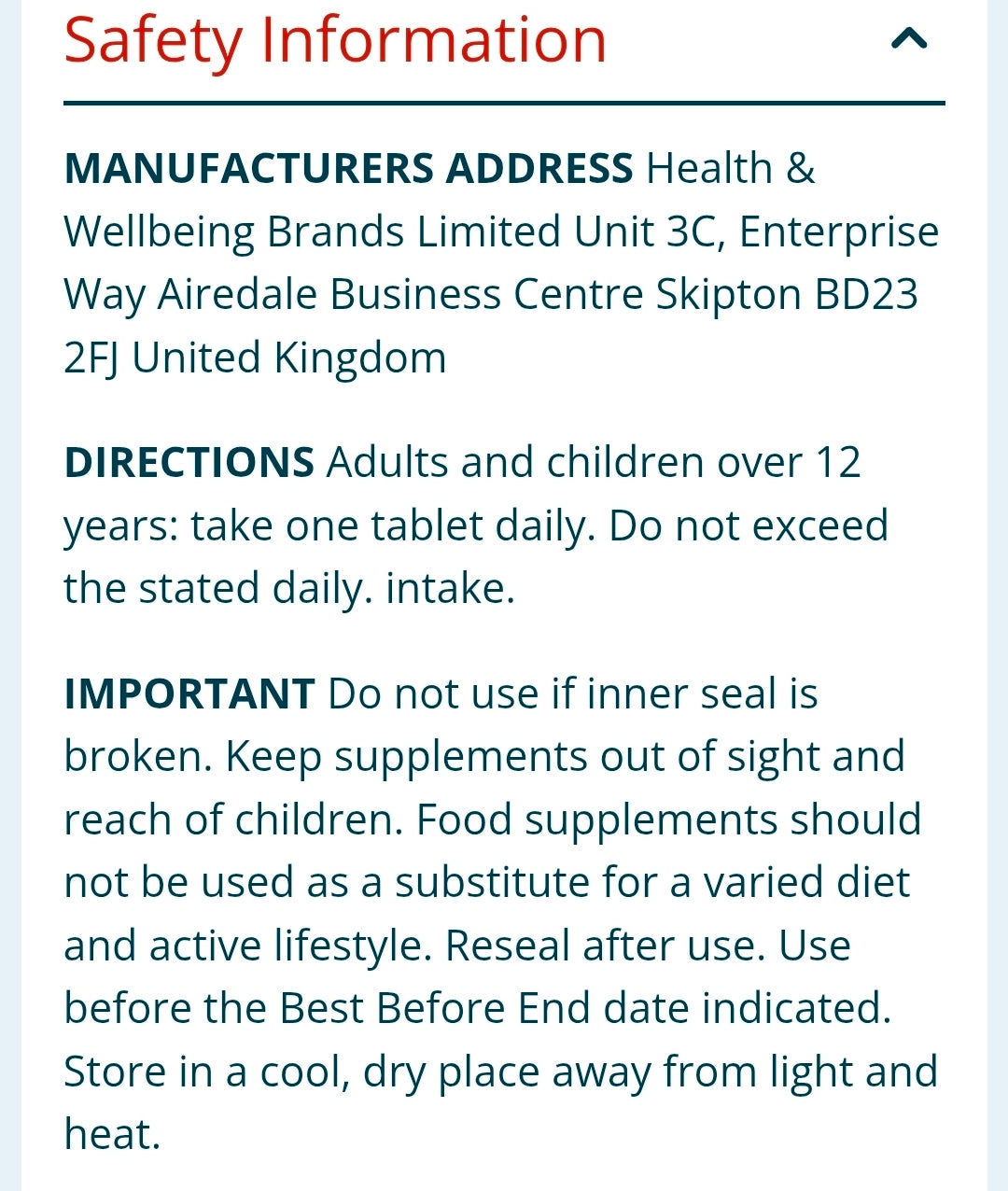 Health and wellbeing D3&k2 +Mk7 tablets.