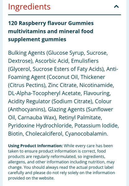 Revitalise Healthcare + Adult Vitamin Gummies 120s - Raspberry