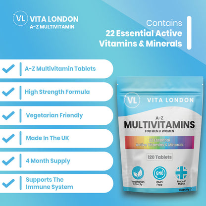 Vita London A-Z Multivitamins for Men & Women 22 Essential Active Minerals and Vitamins